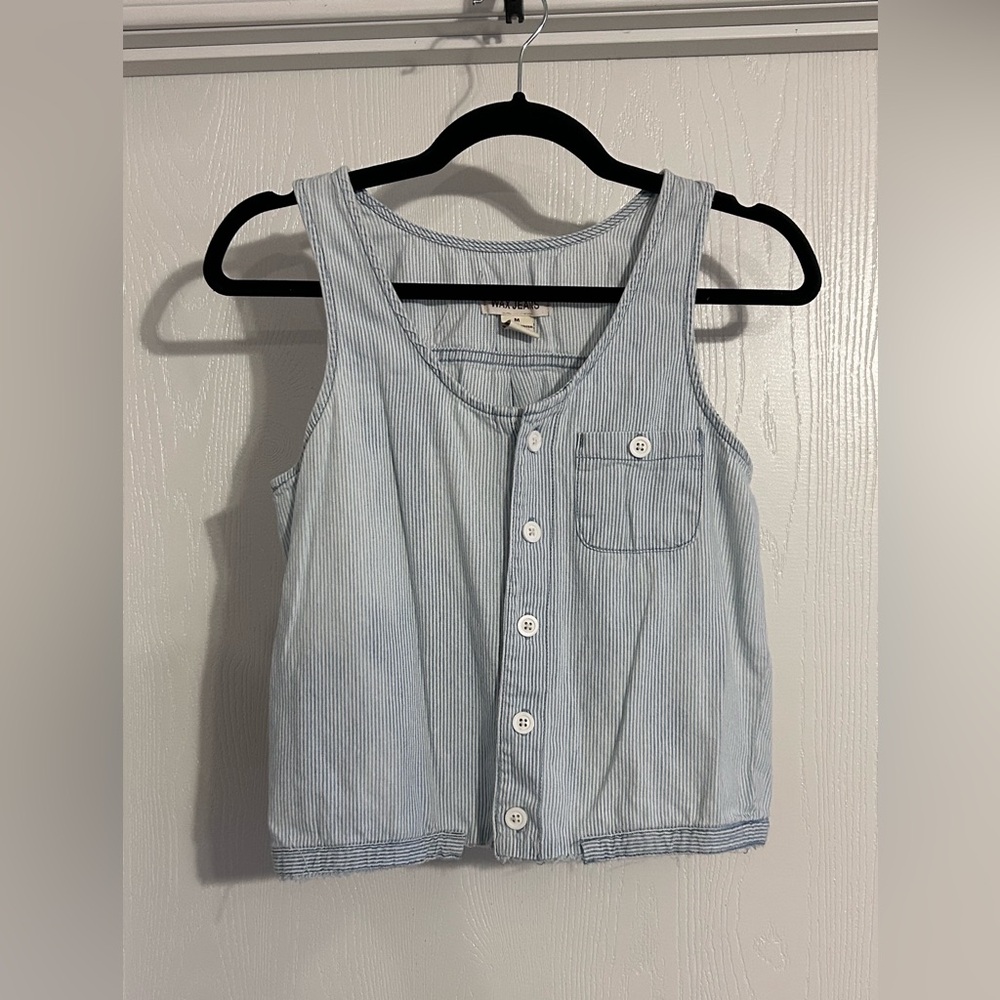 Wax Jean | Blue and White Striped Tank Top | Size Medium